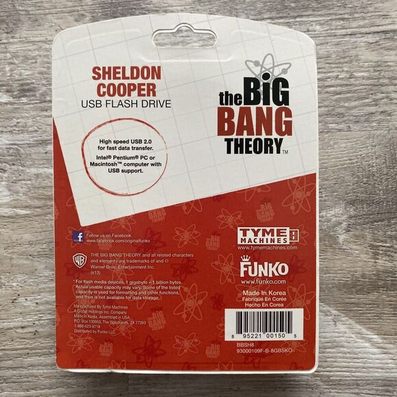Big Bang Theory Real Sheldon Cooper USB Flash Drive 8GB Warner Funko Nerd NIP - Picture 8 of 12